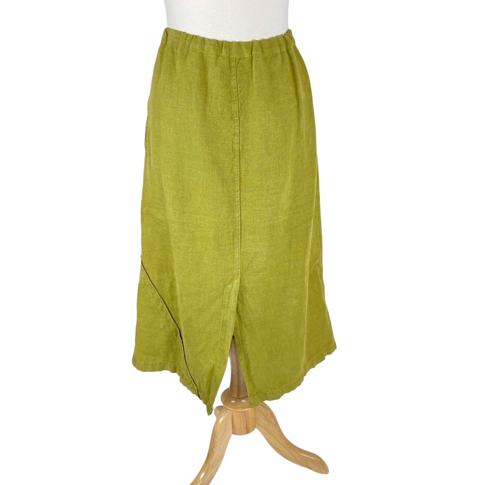 Heteroclite Linen Skirt size 8/10 Green Midi A-line Lagenlook Vintage - Picture 7 of 16